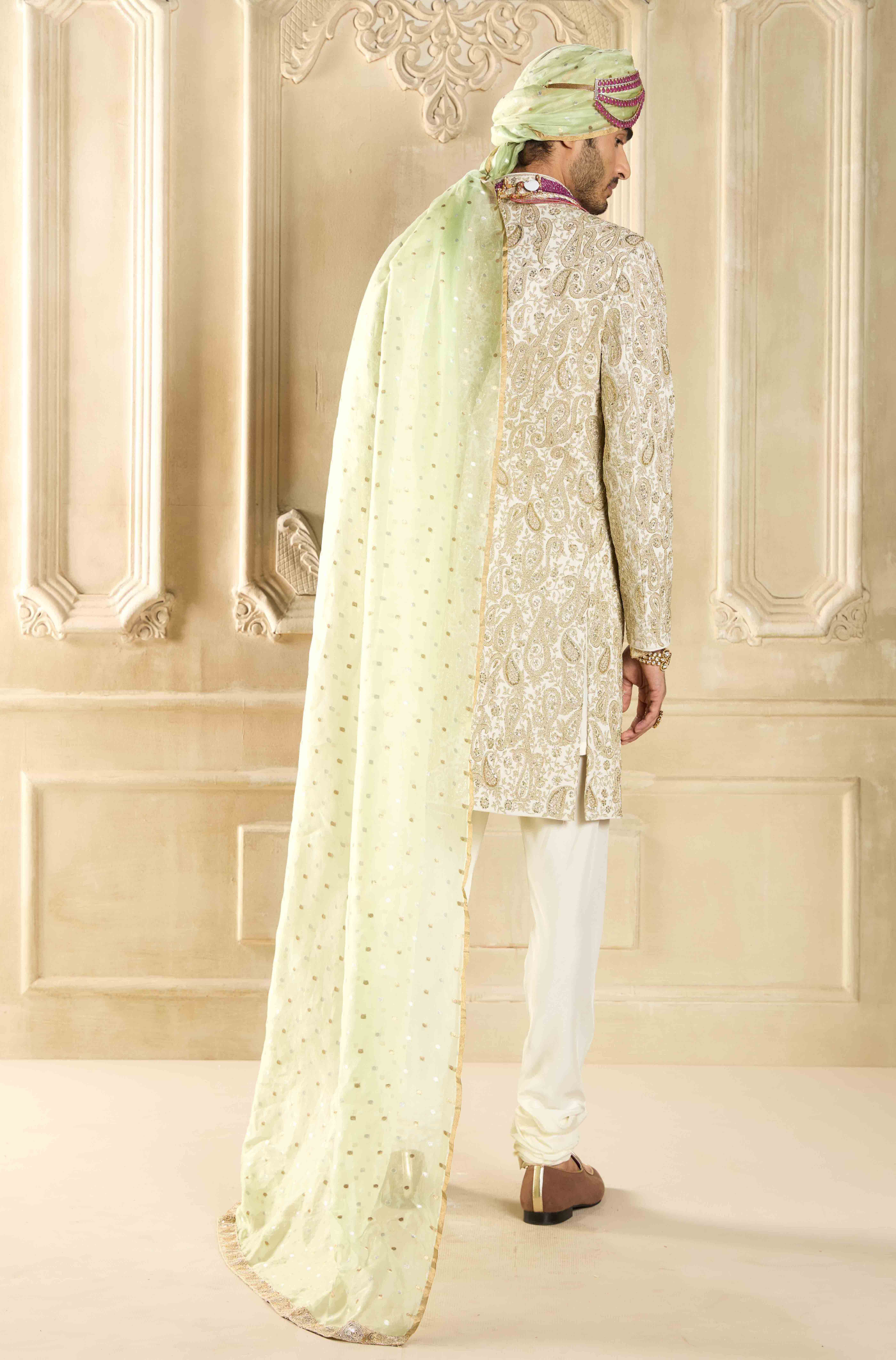 Ivory Embroidered Sherwani Set