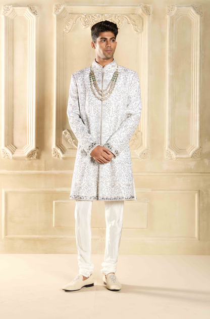 Ivory Silk Handcrafted Sherwani Set