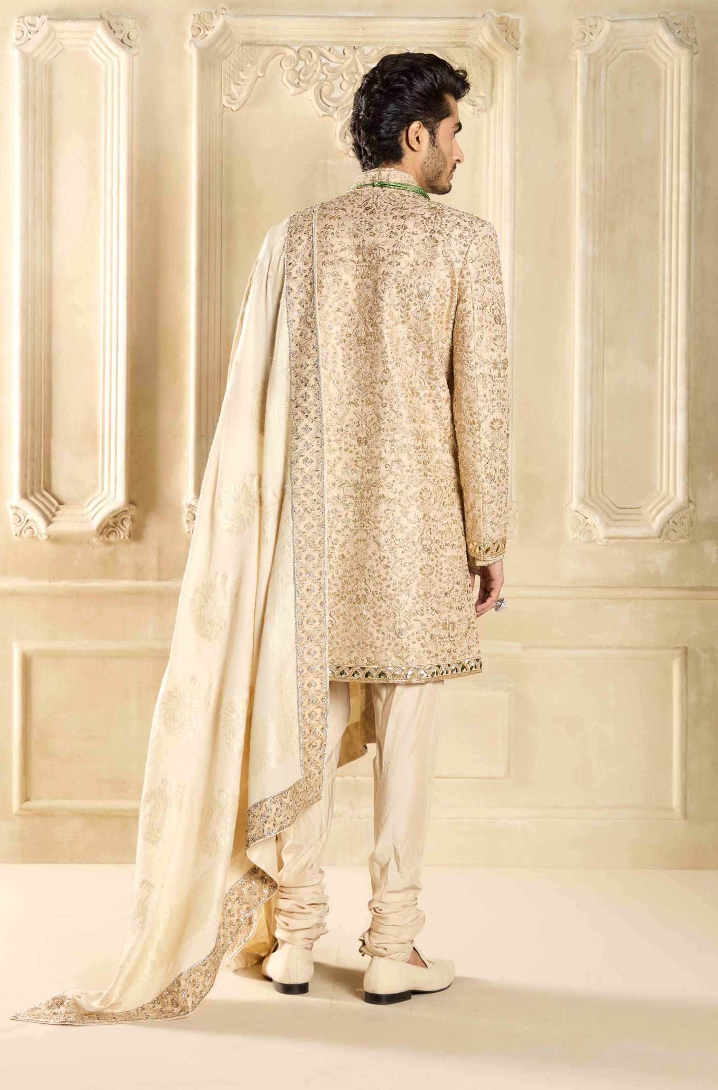 Gold Silk Handcrafted Sherwani Set
