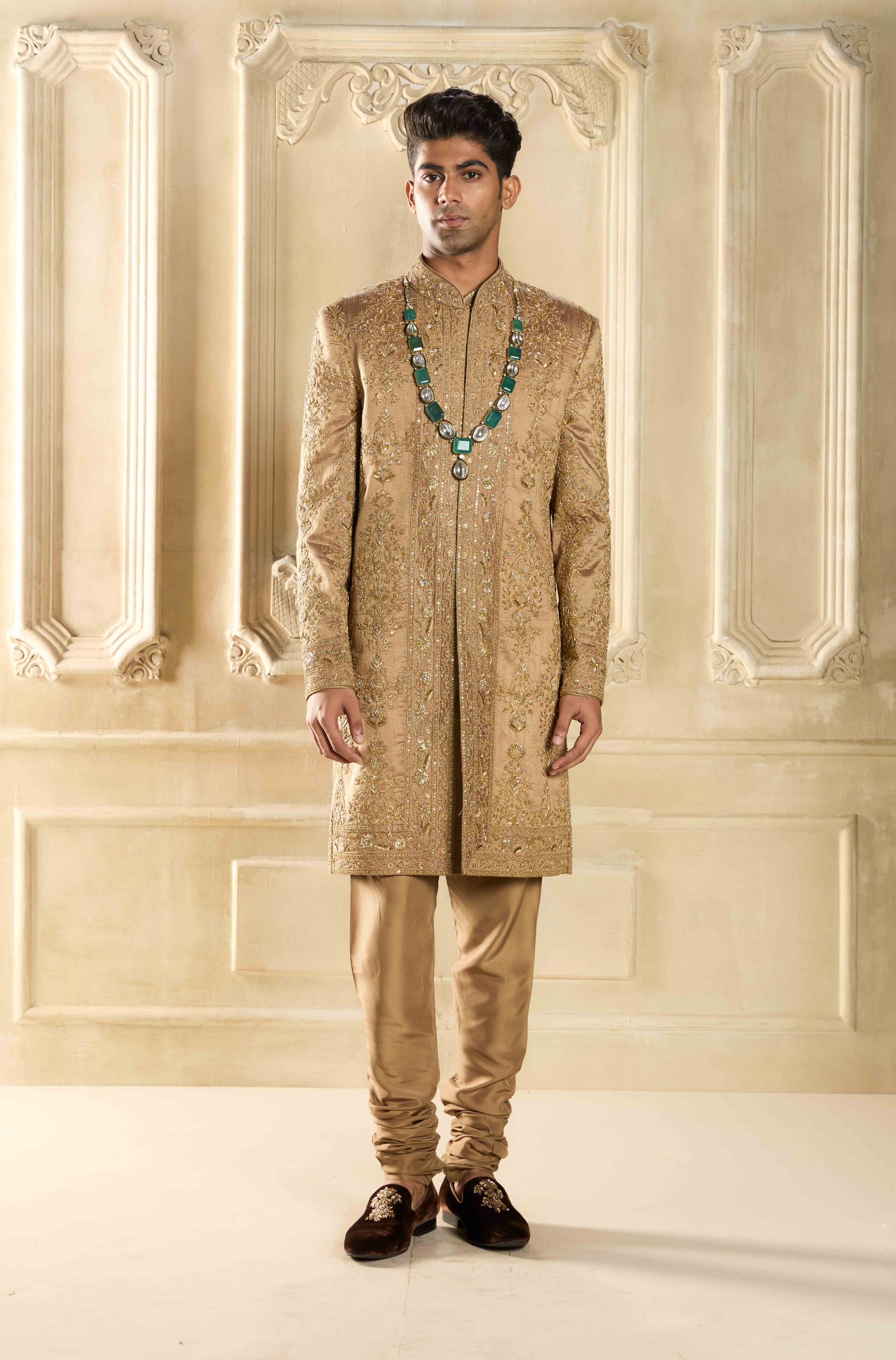Gold Embroidered Sherwani Set