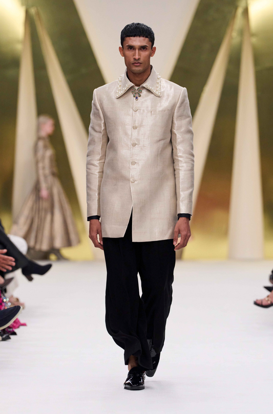 Light Gold Silk Jacket Set