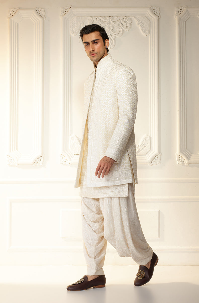 Ivory Threadwork Sherwani Set