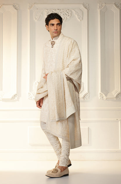 Ivory Threadwork Sherwani Set