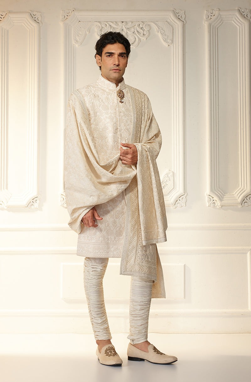 Ivory Threadwork Sherwani Set