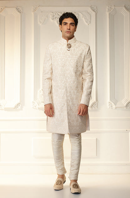 Ivory Threadwork Sherwani Set