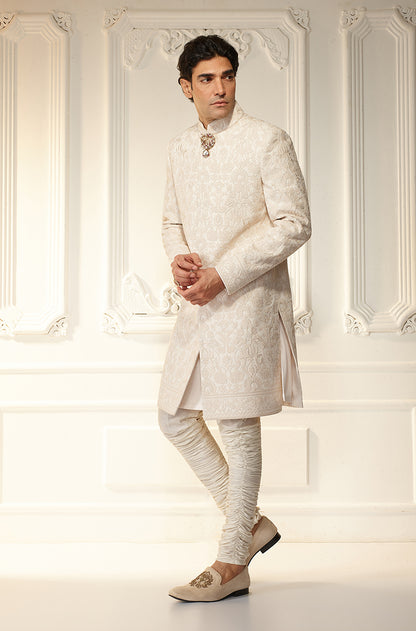 Ivory Threadwork Sherwani Set