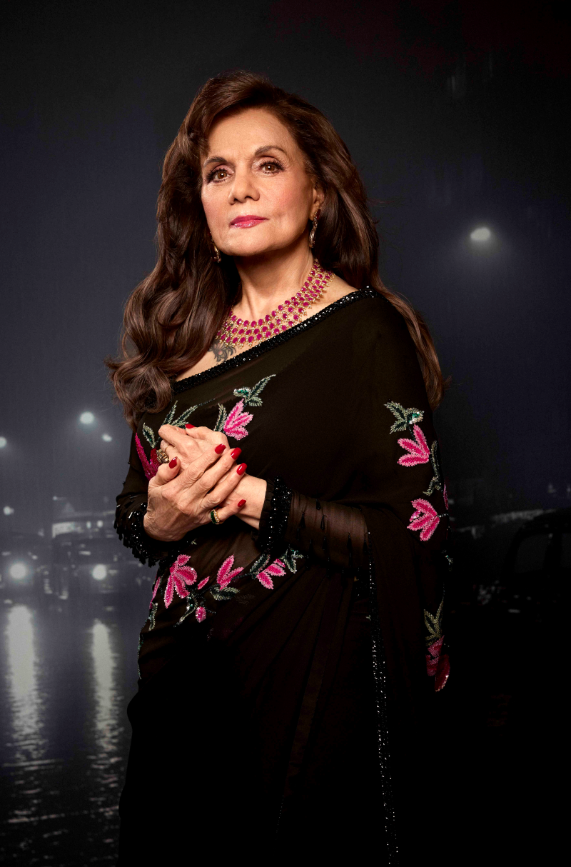 Mumtaz in our Black Georgette Embroidered Saree Set