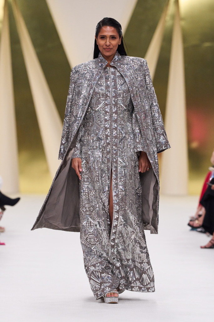 Grey Embroidered Long Jacket