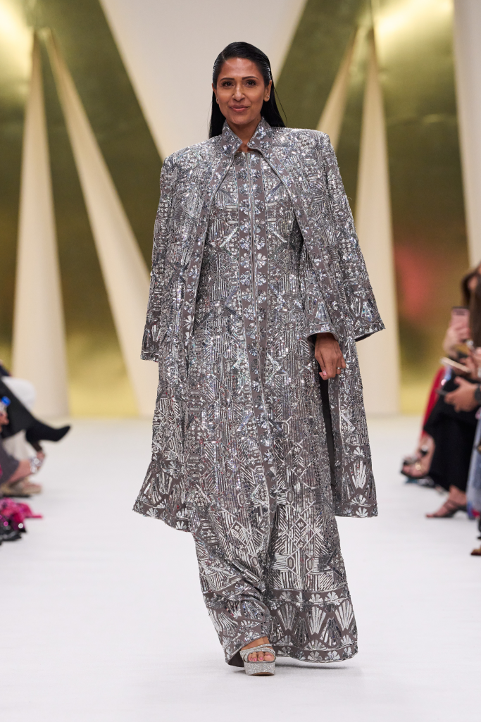 Grey Embroidered Long Jacket