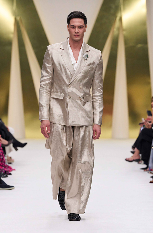 Ivory Brocade Blazer Set