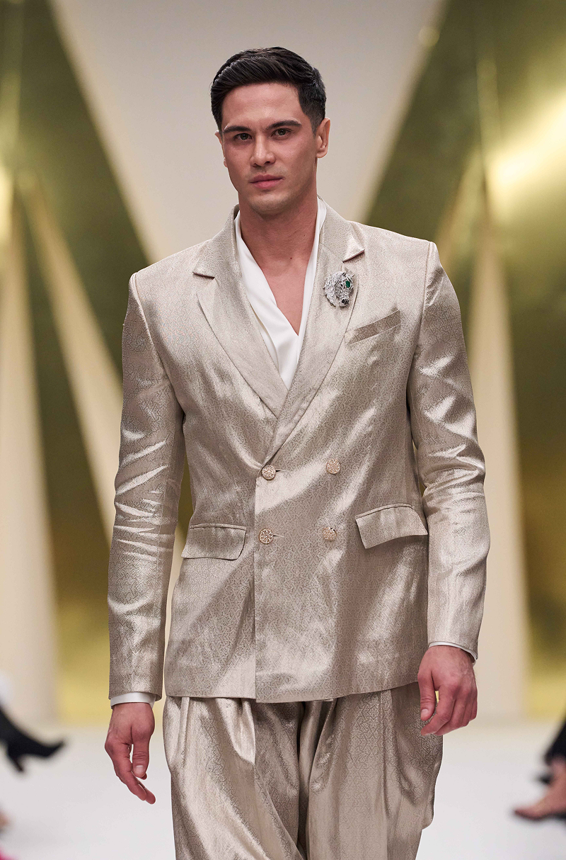 Ivory Brocade Blazer Set