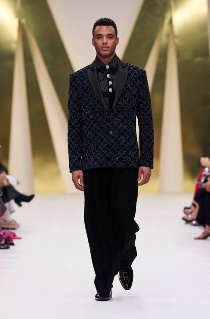 Black & Blue Handcrafted Blazer Set