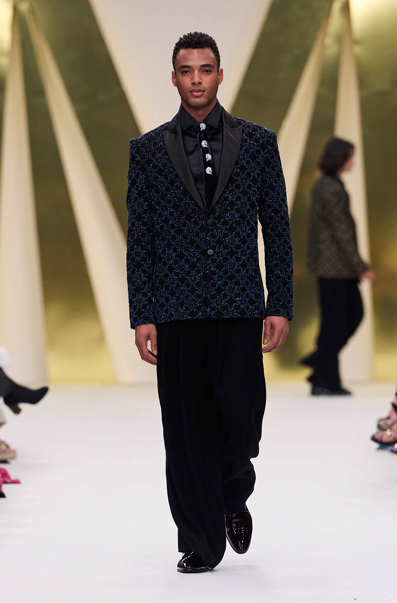 Black & Blue Handcrafted Blazer Set