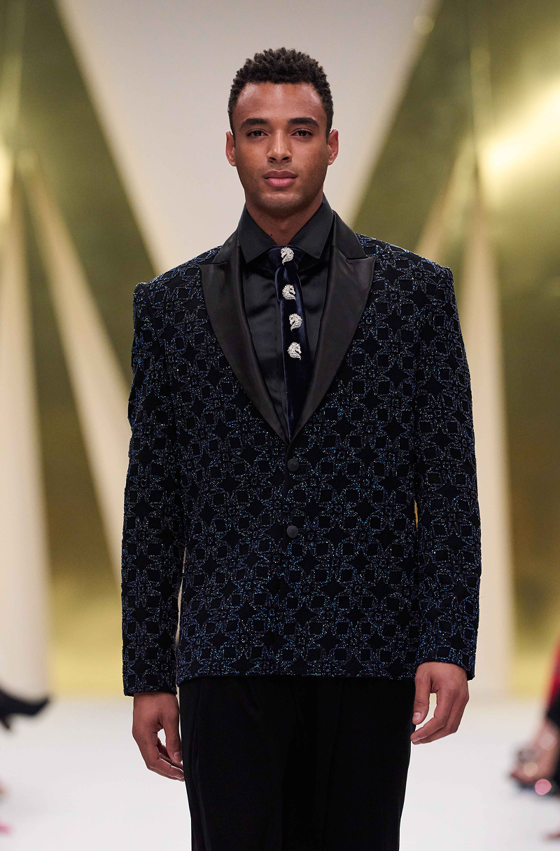 Black & Blue Handcrafted Blazer Set