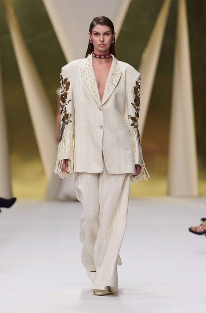 Ivory Threadwork Blazer Set