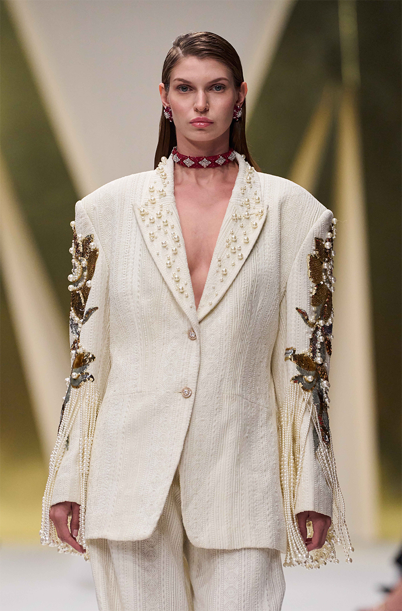 Ivory Threadwork Blazer Set