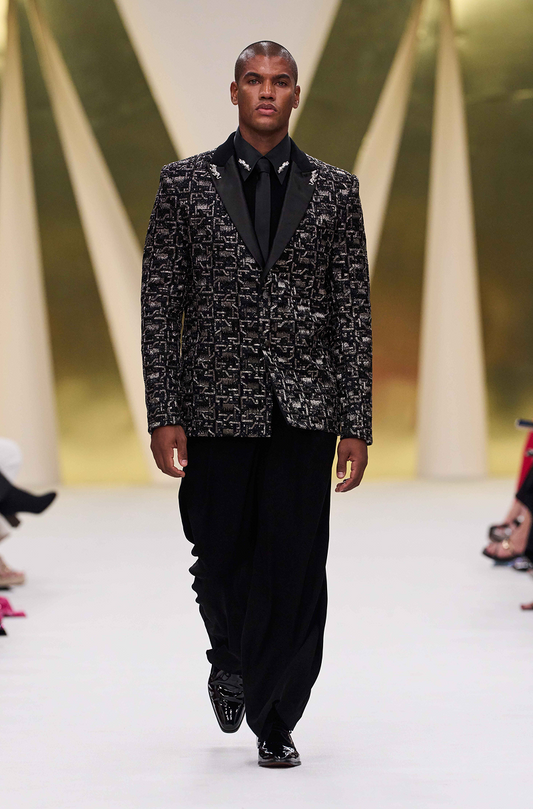 Black & Silver Embroidered Suit Set