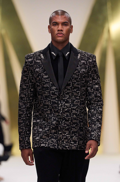 Black & Silver Embroidered Suit Set