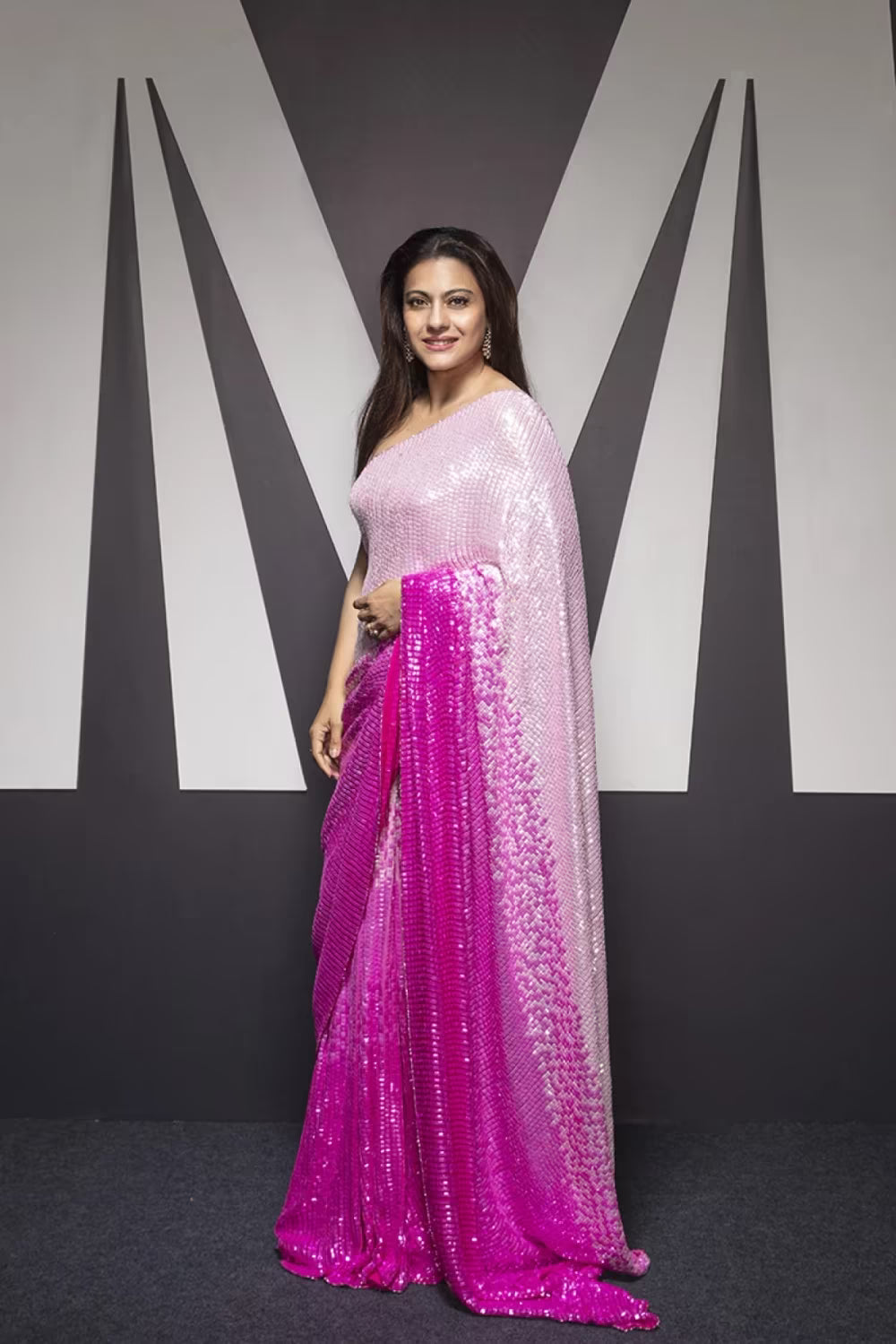 Kajol in our Signature Fuschia OmbrÃ© Saree Set