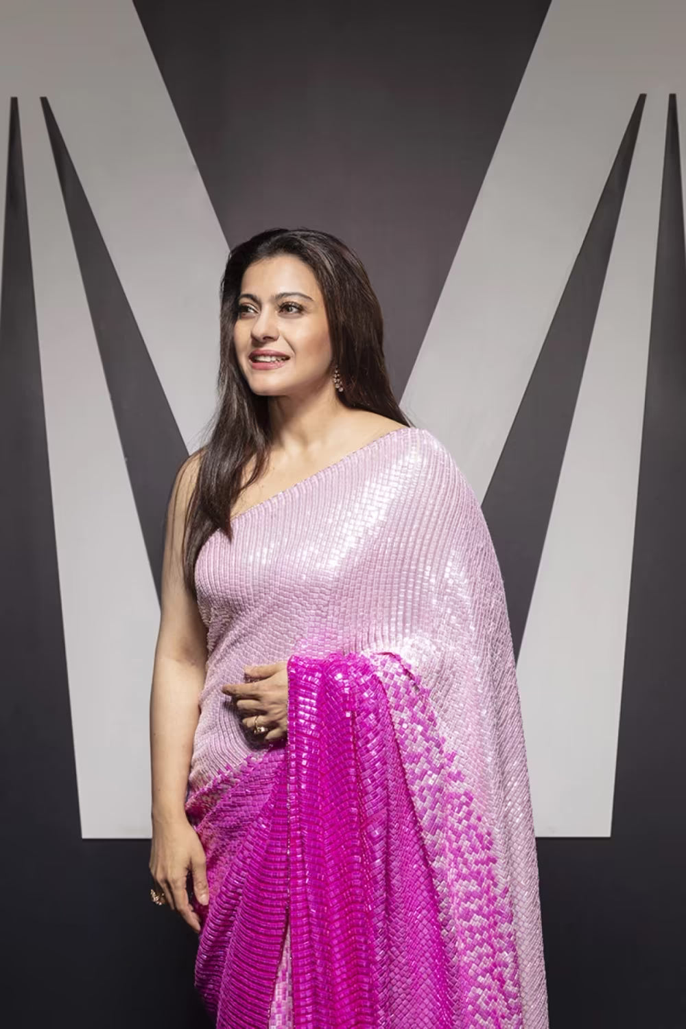 Kajol in our Signature Fuschia OmbrÃ© Saree Set