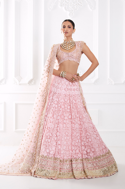 Pink Threadwork Embroidered Lehenga Set