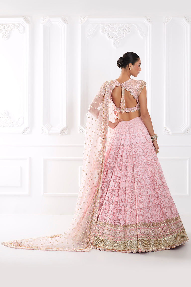 Pink Threadwork Embroidered Lehenga Set