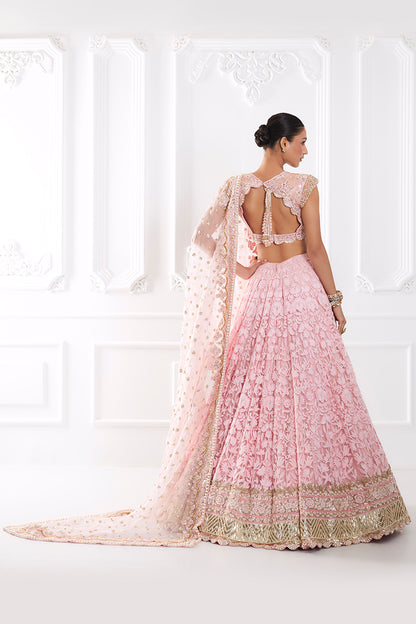 Pink Threadwork Embroidered Lehenga Set