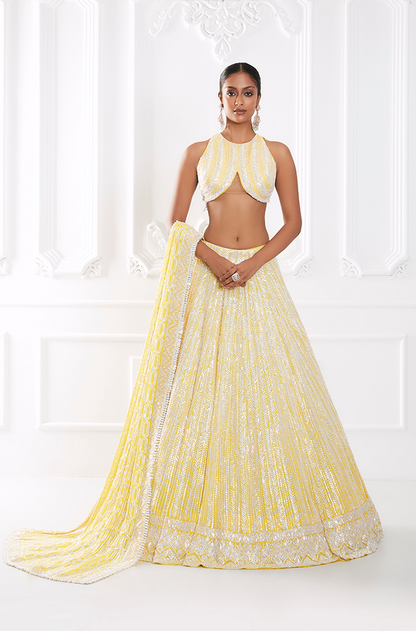 Sunshine Yellow Taban Sequins Lehenga Set