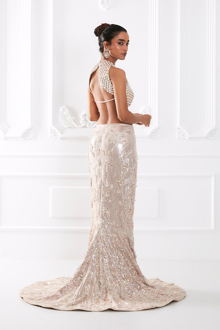 Champange Gold Embellished Lehenga Set