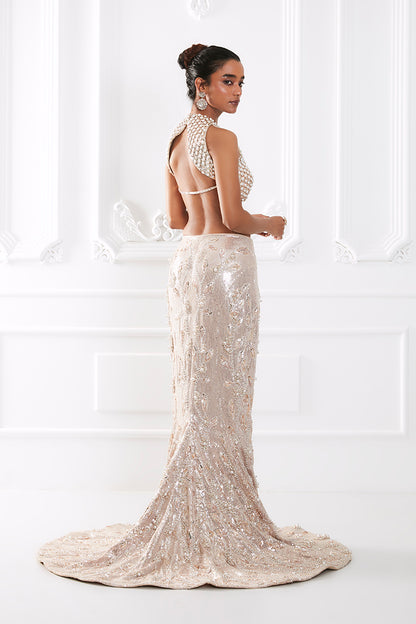 Champange Gold Embellished Lehenga Set