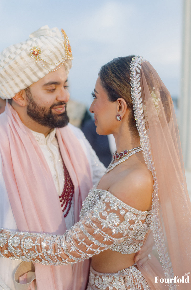Bride: Maliekah Rihanna in our Nude Pink Embroidered Lehenga Set