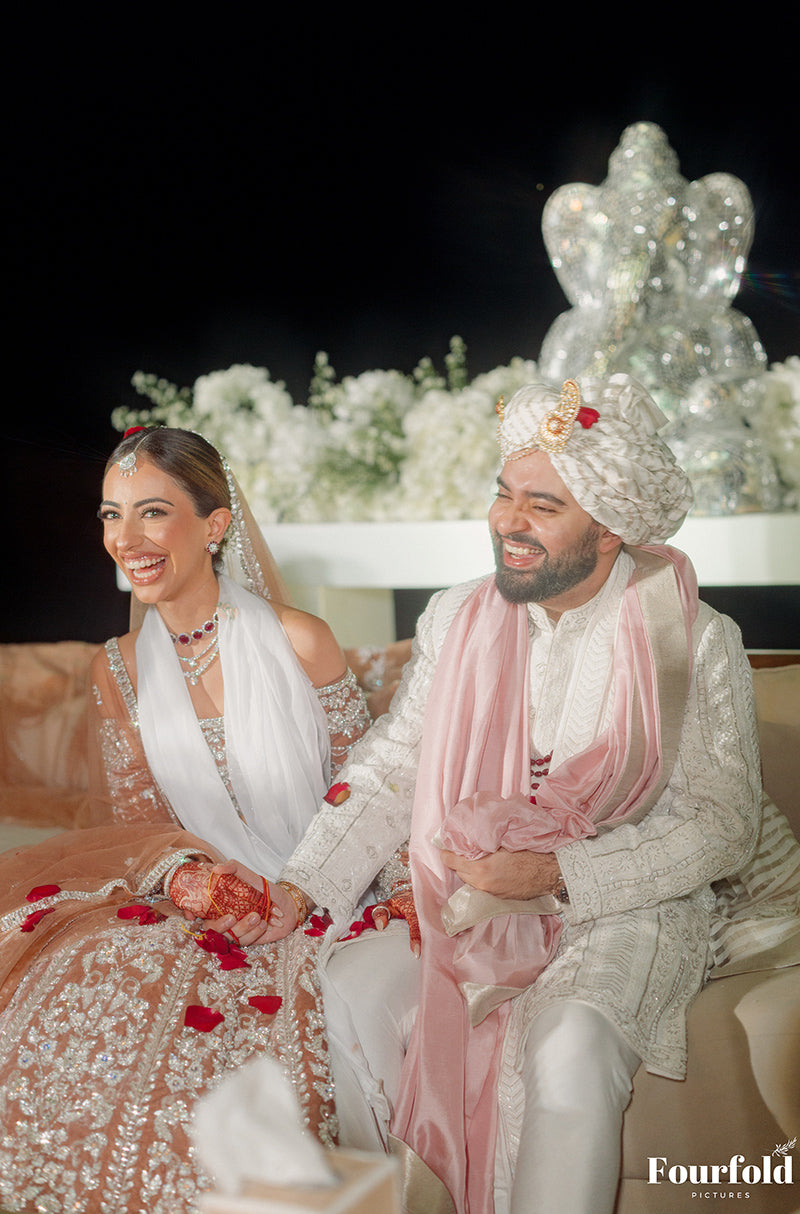 Bride: Maliekah Rihanna in our Nude Pink Embroidered Lehenga Set