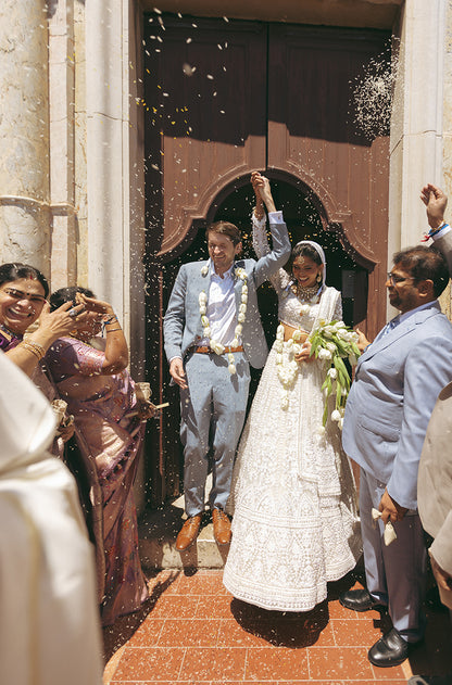 Bride: Divya Lagisetti in our Ivory Embroidered Lehenga Set