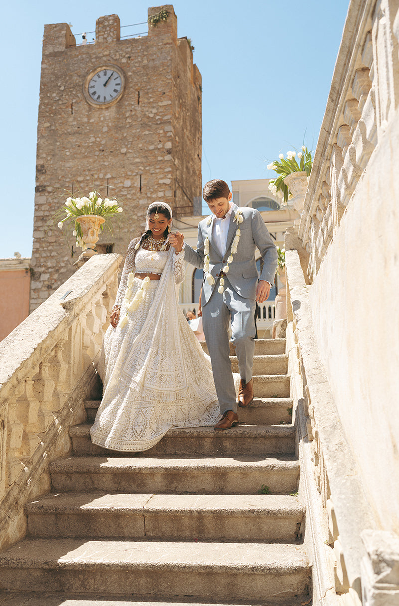 Bride: Divya Lagisetti in our Ivory Embroidered Lehenga Set