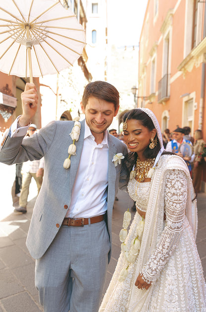 Bride: Divya Lagisetti in our Ivory Embroidered Lehenga Set