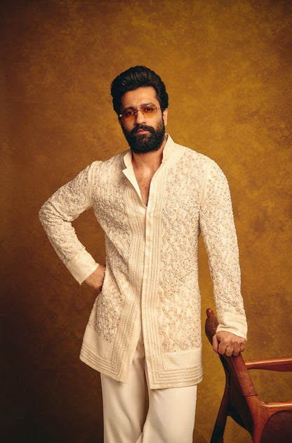Vicky Kaushal in our Ivory Dori Work Kurta Set