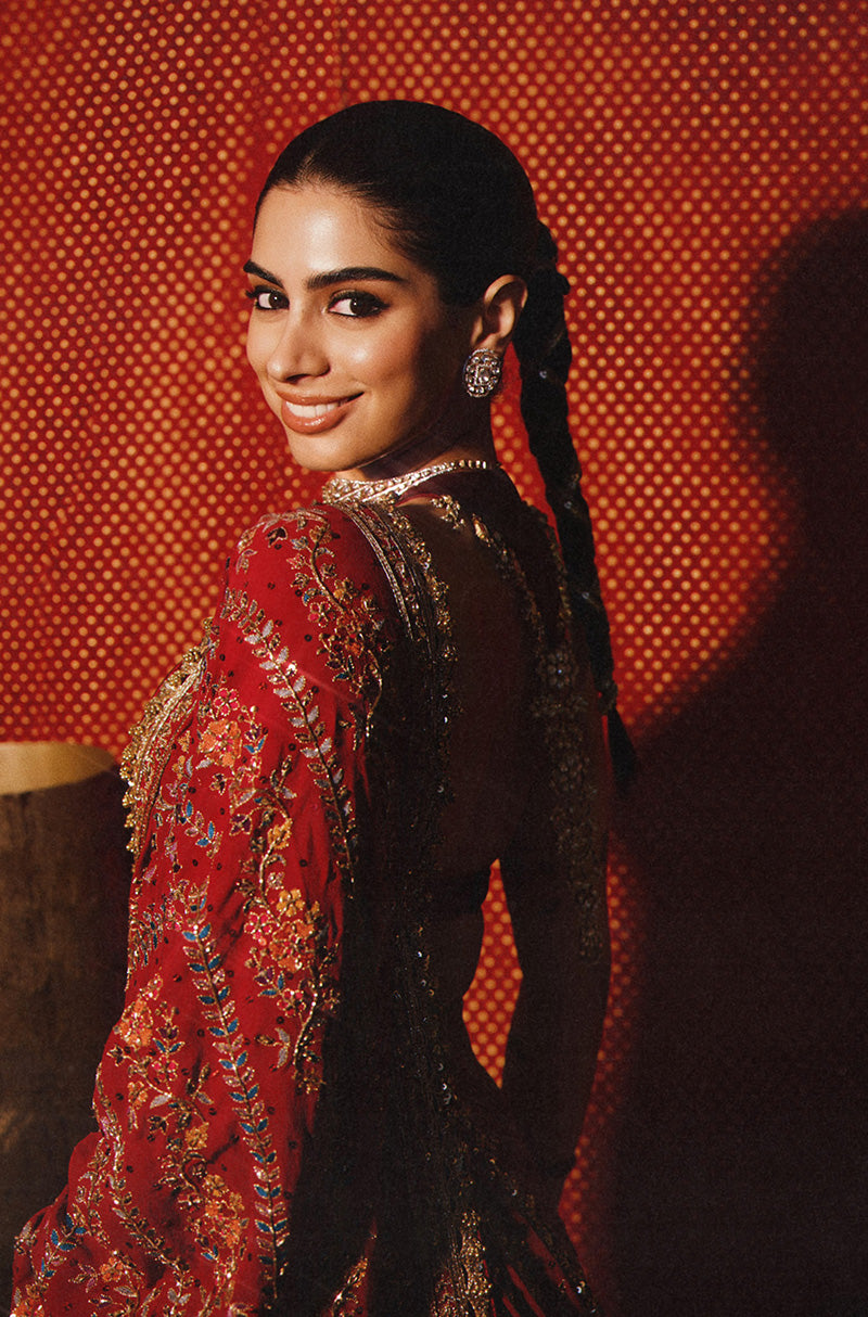 Khushi Kapoor in our Red Threadwork Saree Set