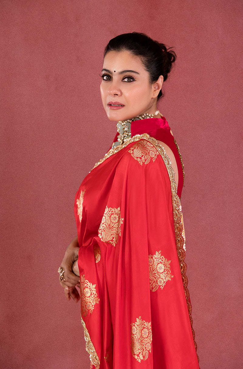 Kajol Devgan in our Red with Gold Motif Saree Set