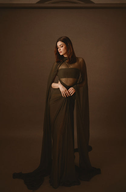 Diana Penty in our Olive Green Chiffon Skirt Set