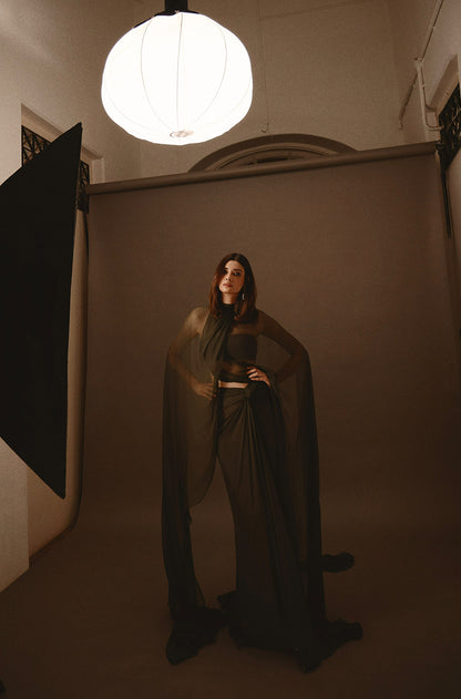 Diana Penty in our Olive Green Chiffon Skirt Set