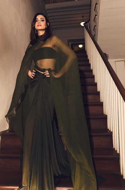 Diana Penty in our Olive Green Chiffon Skirt Set