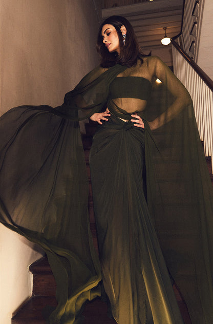 Diana Penty in our Olive Green Chiffon Skirt Set