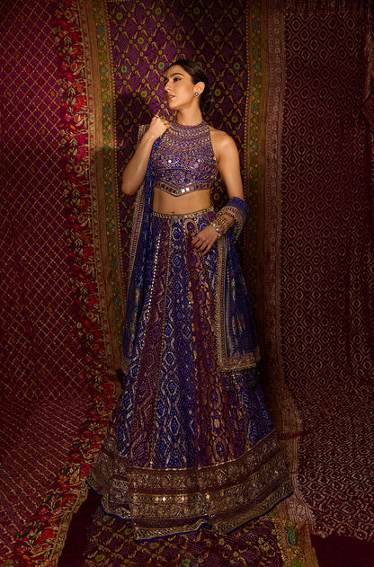 Sara Ali Khan in our Royal Sapphire Bandhani Lehenga Set