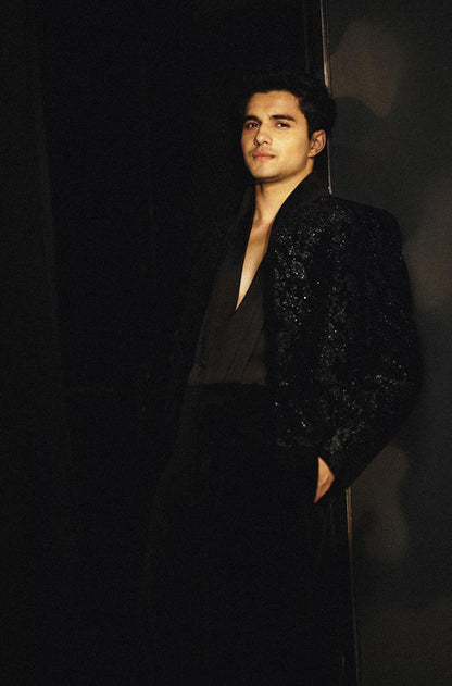Abhay Verma in our Black Tonal Jacket Set