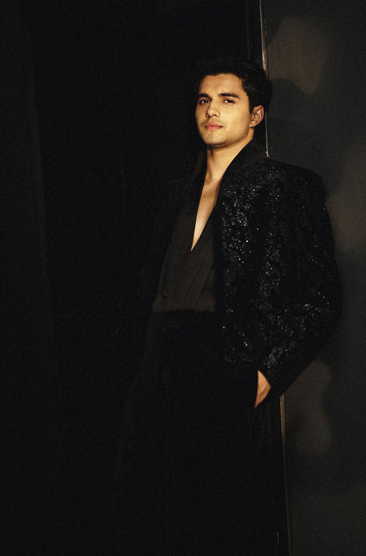 Abhay Verma in our Black Tonal Jacket Set