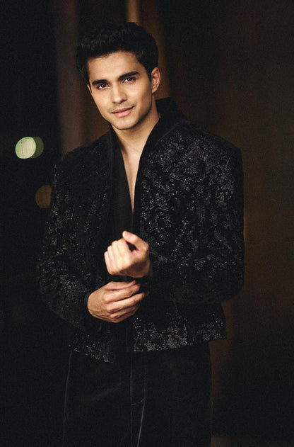 Abhay Verma in our Black Tonal Jacket Set