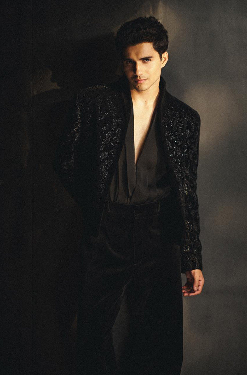 Abhay Verma in our Black Tonal Jacket Set