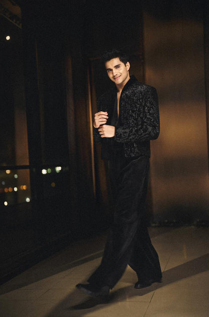 Abhay Verma in our Black Tonal Jacket Set