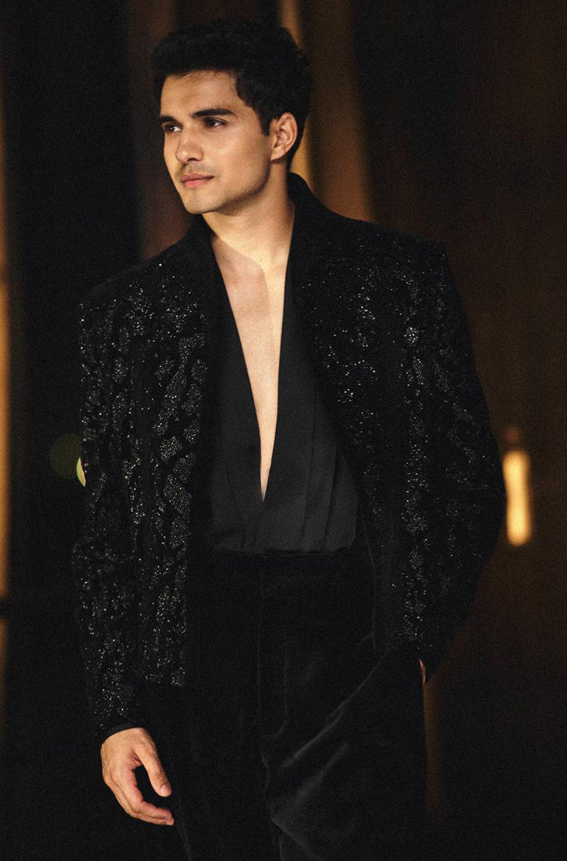 Abhay Verma in our Black Tonal Jacket Set