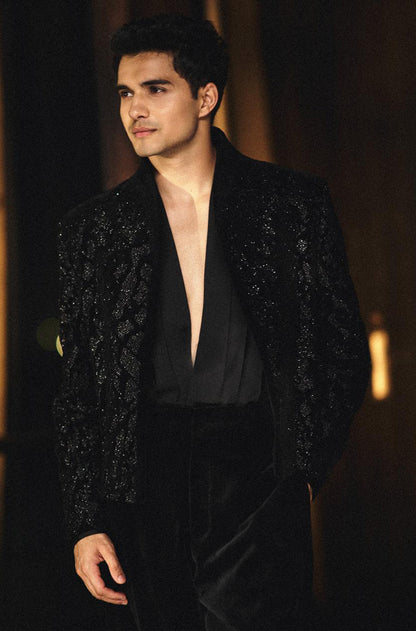Abhay Verma in our Black Tonal Jacket Set